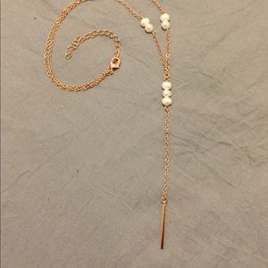 Rose Gold Drop Pearl Necklace